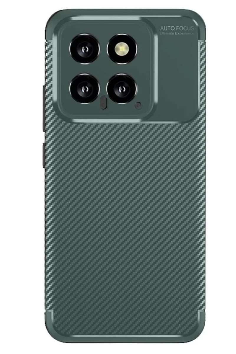 Xiaomi Mi 14T Kılıf Auto Focus Karbon Kapak - Koyu Yeşil