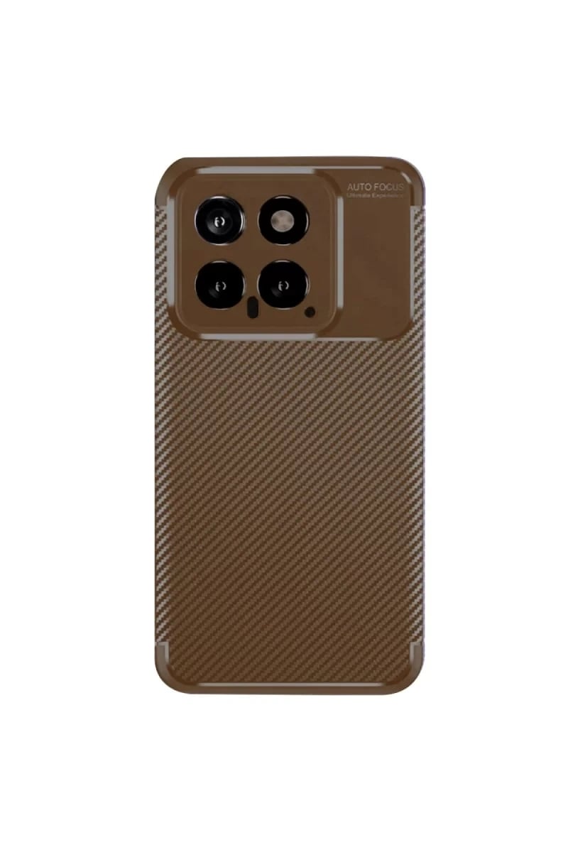 Xiaomi Mi 14T Kılıf Auto Focus Karbon Kapak - Kahverengi