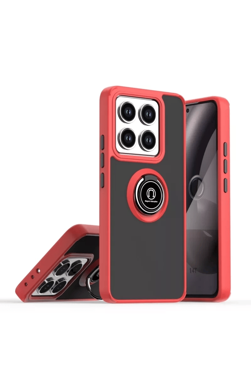 Xiaomi Mi 14T Montreal Yüzüklü Silikon Kapak - Kırmızı