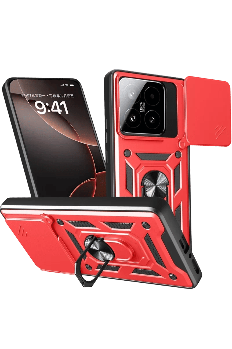 Xiaomi Mi 15T Pars Lens Yüzüklü Silikon - Kırmızı