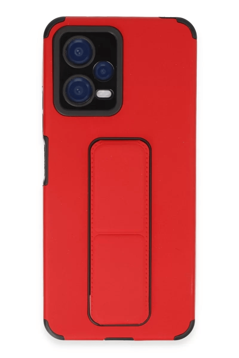Xiaomi Poco X5 5G Kılıf Mega Standlı Silikon - Kırmızı