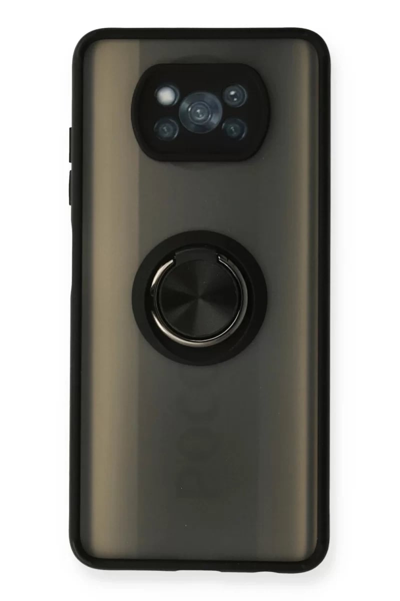 Xiaomi Pocophone X3 Kılıf Montreal Yüzüklü Silikon Kapak - Siyah