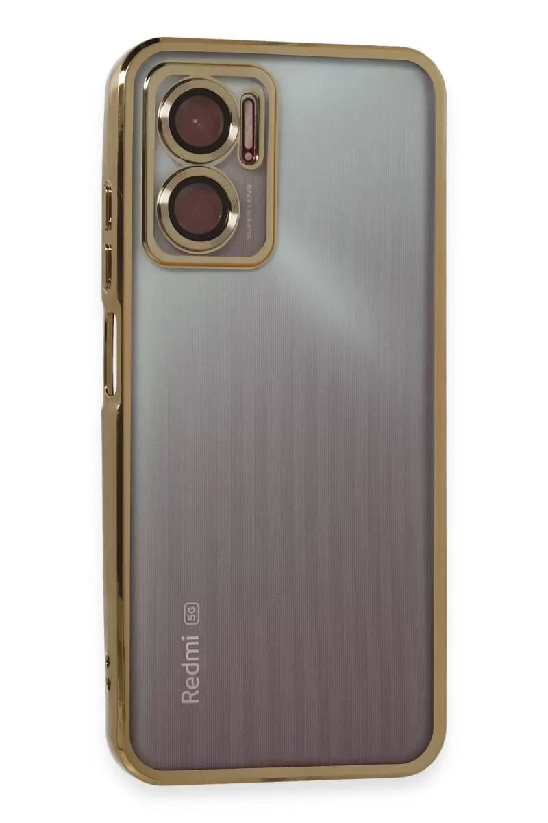 Xiaomi Redmi 10 5G Kılıf Lensli Silikon - Gold