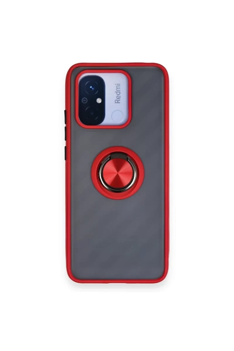 Xiaomi Redmi 12C Kılıf Montreal Yüzüklü Silikon Kapak - Kırmızı