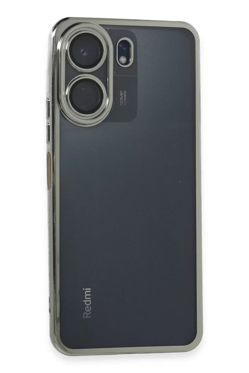 Xiaomi Redmi 13C Kılıf Lensli Silikon - Gümüş