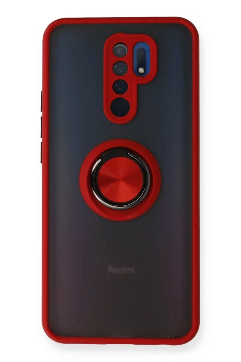 Xiaomi Redmi 9 Kılıf Montreal Yüzüklü Silikon Kapak - Kırmızı