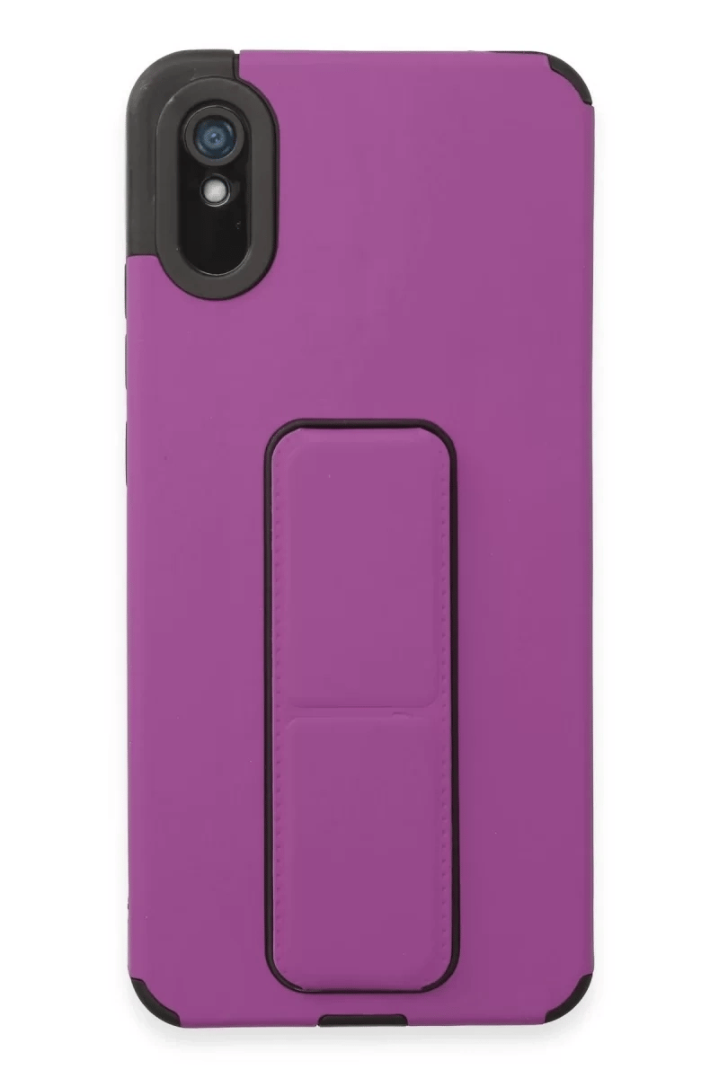 Xiaomi Redmi 9A Kılıf Mega Standlı Silikon - Mor