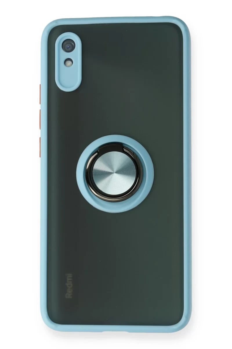 Xiaomi Redmi 9A Kılıf Montreal Yüzüklü Silikon Kapak - Buz Mavi