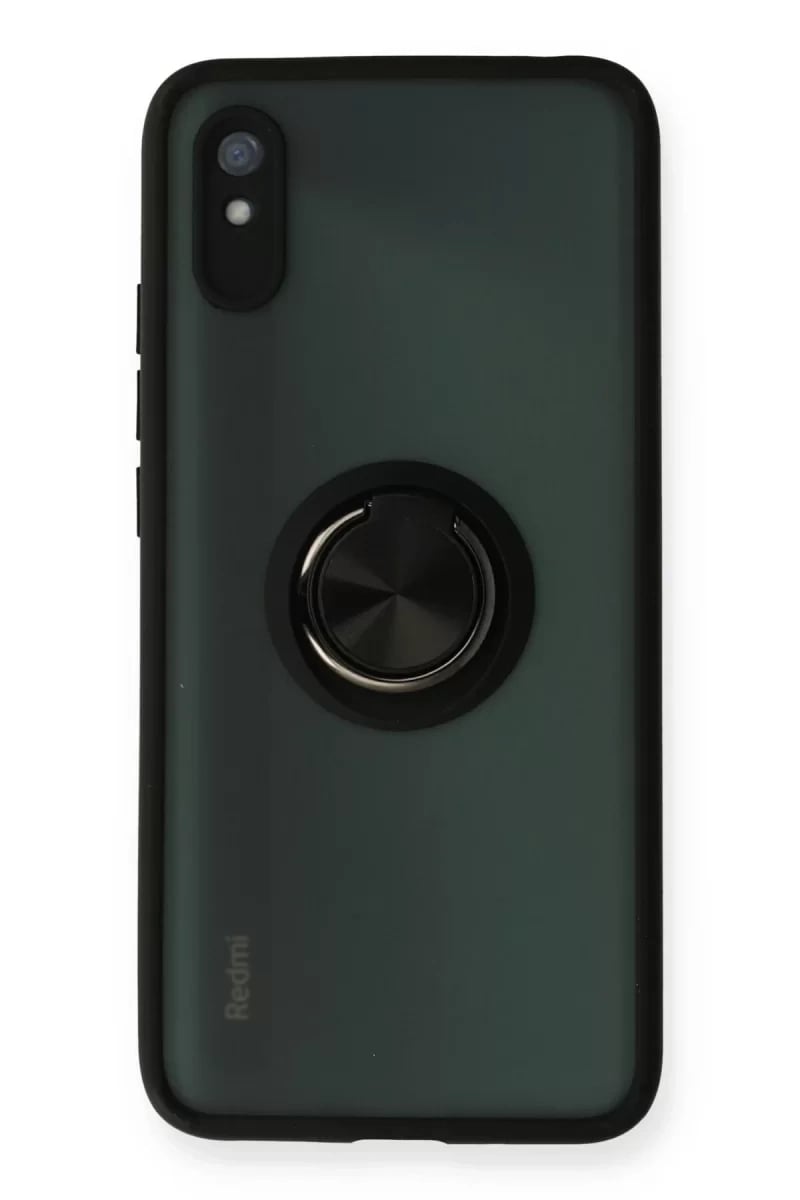Xiaomi Redmi 9A Kılıf Montreal Yüzüklü Silikon Kapak - Siyah