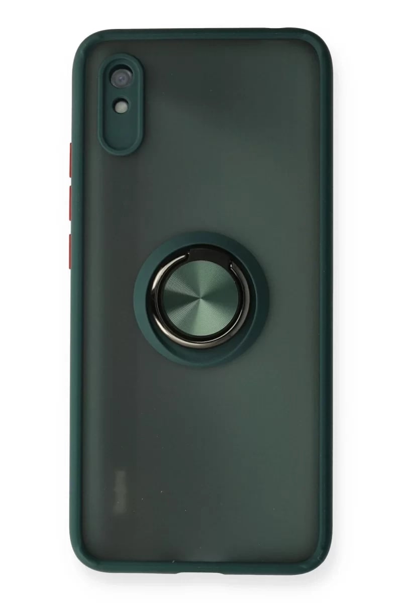 Xiaomi Redmi 9A Kılıf Montreal Yüzüklü Silikon Kapak - Yeşil
