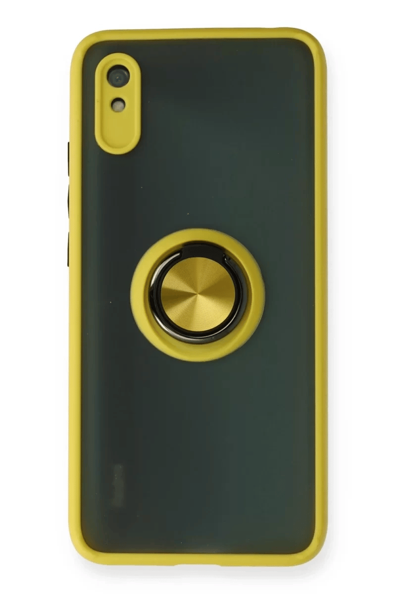 Xiaomi Redmi 9A Kılıf Montreal Yüzüklü Silikon Kapak - Sarı