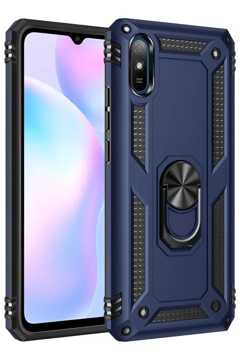 Xiaomi Redmi 9A Kılıf Sofya Yüzüklü Silikon Kapak - Lacivert