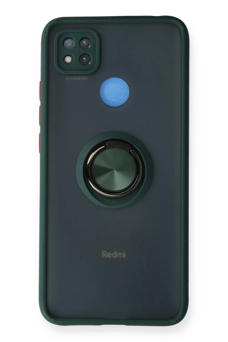 Xiaomi Redmi 9C Kılıf Montreal Yüzüklü Silikon Kapak - Yeşil