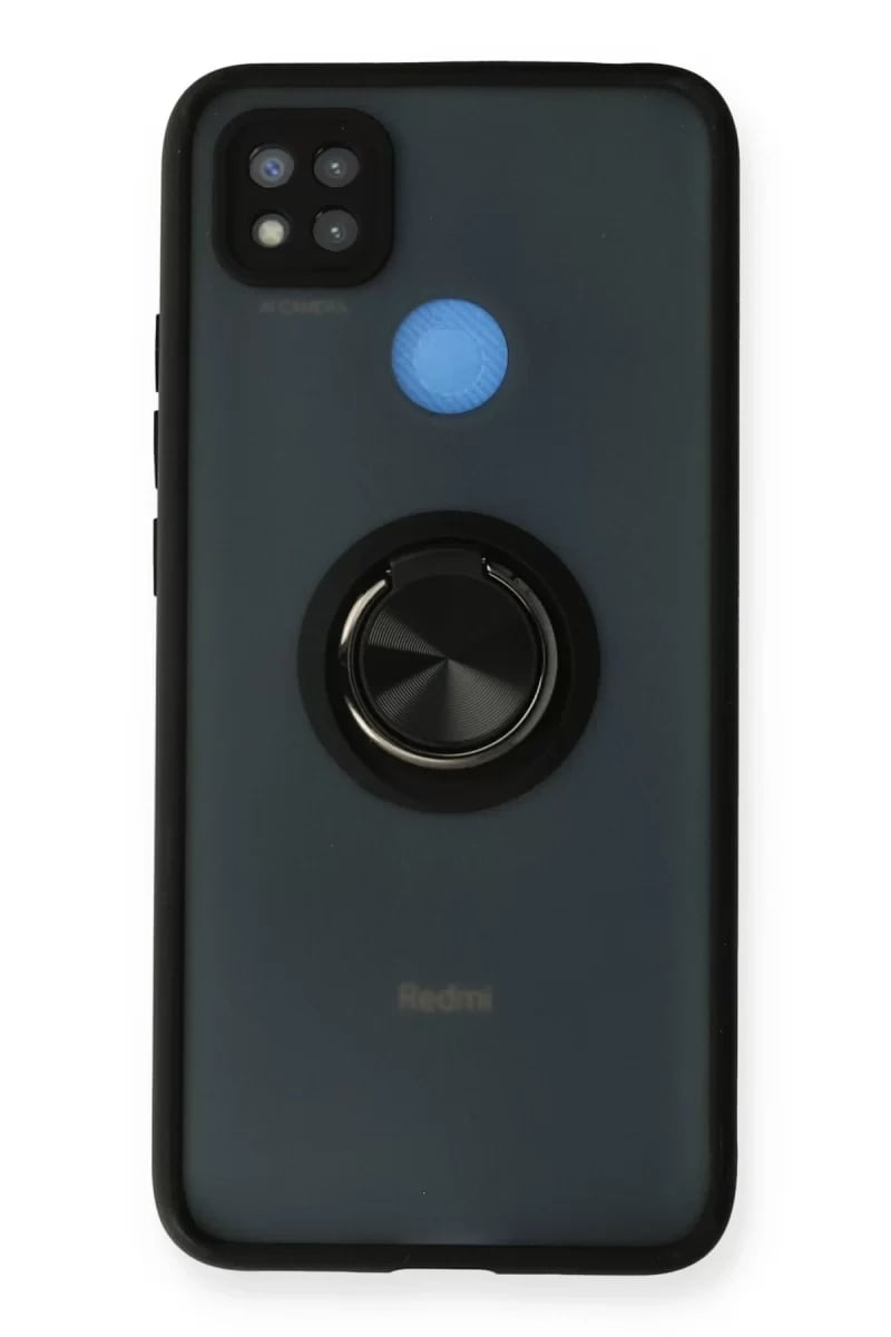 Xiaomi Redmi 9C Kılıf Montreal Yüzüklü Silikon Kapak - Siyah