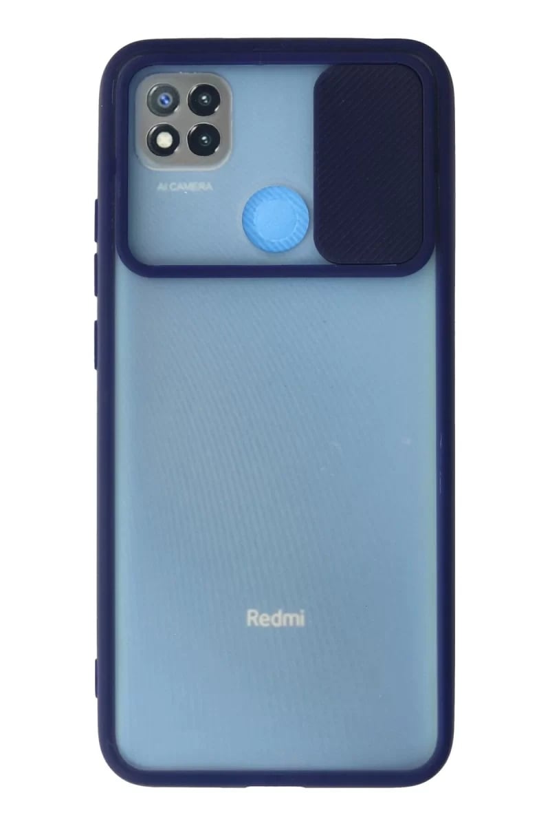 Xiaomi Redmi 9C Kılıf Palm Buzlu Kamera Sürgülü Silikon - Lacivert