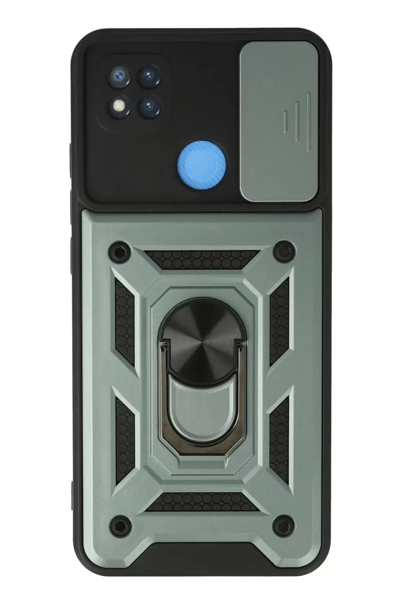 Xiaomi Redmi 9C Kılıf Pars Lens Yüzüklü Silikon - Yeşil