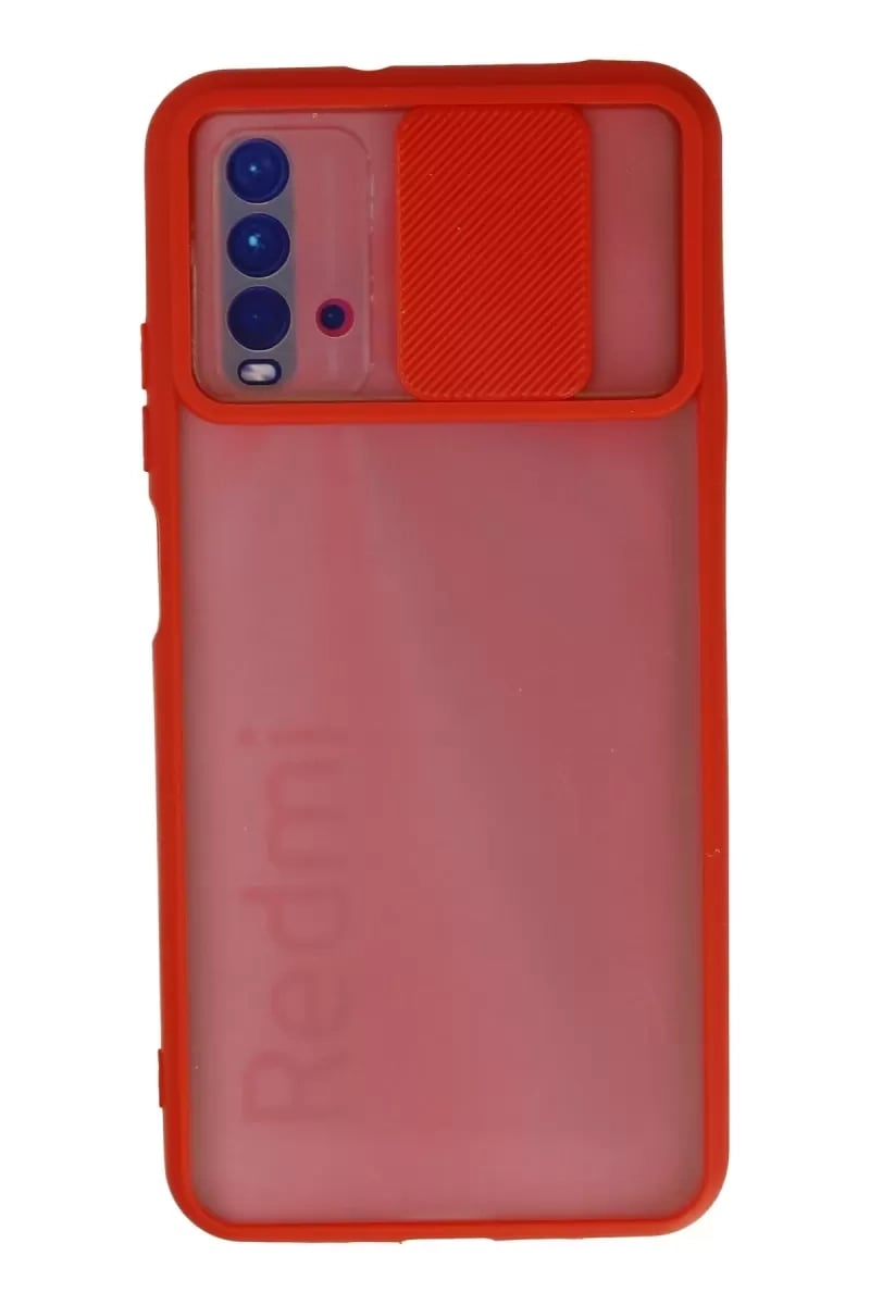 Xiaomi Redmi 9T Kılıf Palm Buzlu Kamera Sürgülü Silikon - Kırmızı