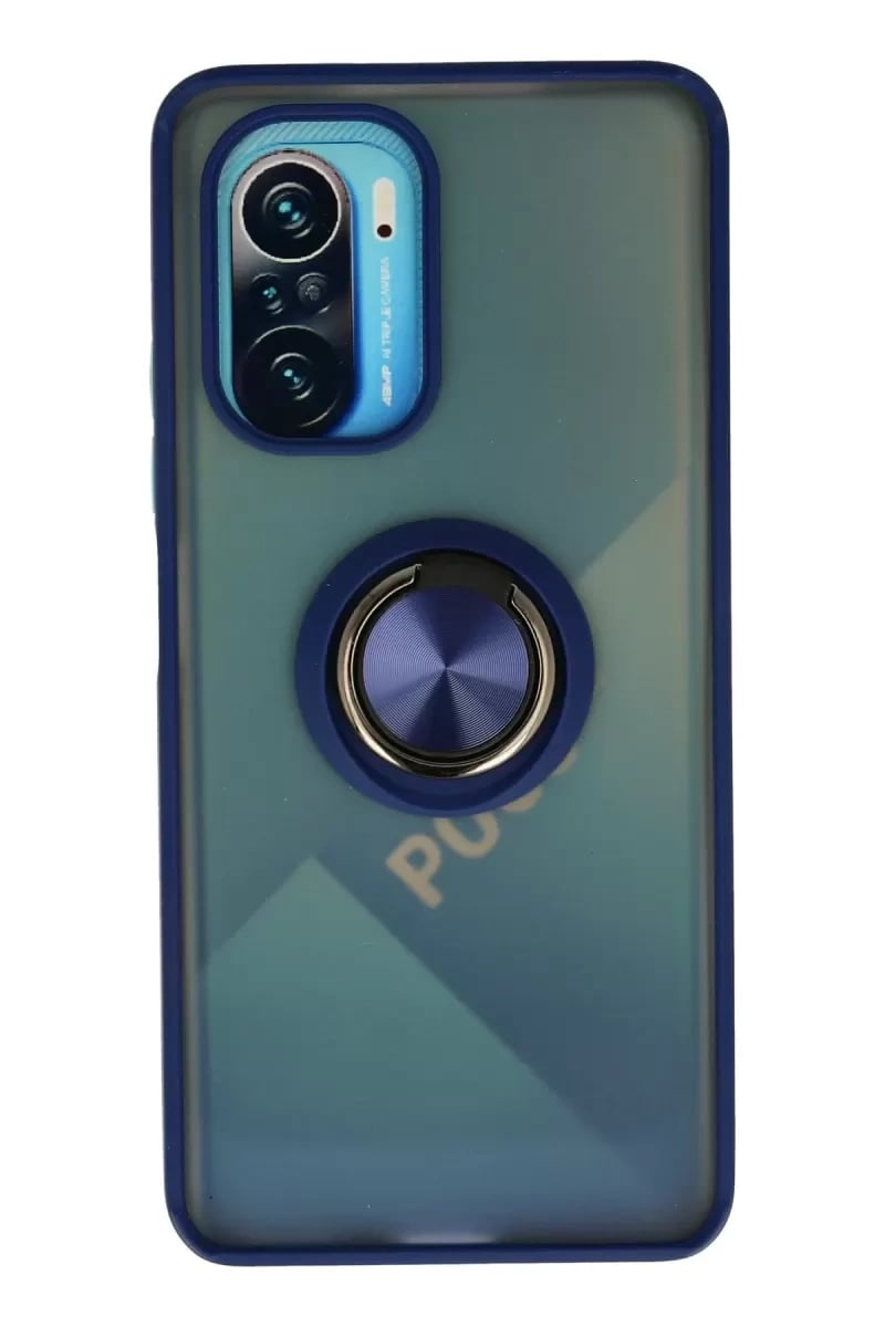 Xiaomi Redmi K40 Kılıf Montreal Yüzüklü Silikon Kapak - Lacivert