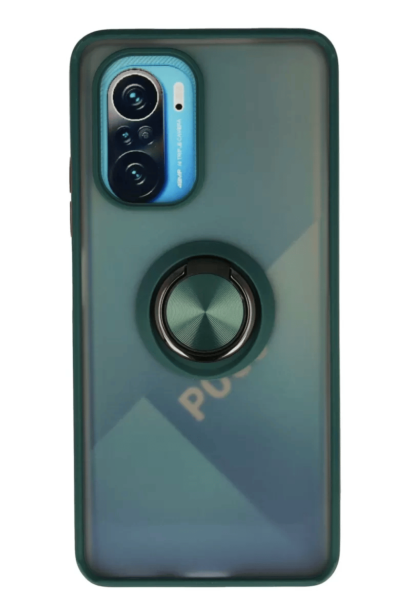 Xiaomi Redmi K40 Kılıf Montreal Yüzüklü Silikon Kapak - Yeşil
