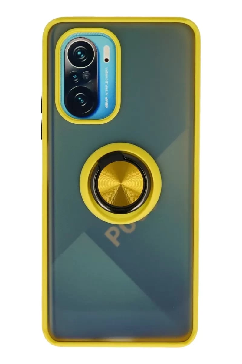 Xiaomi Redmi K40 Kılıf Montreal Yüzüklü Silikon Kapak - Sarı