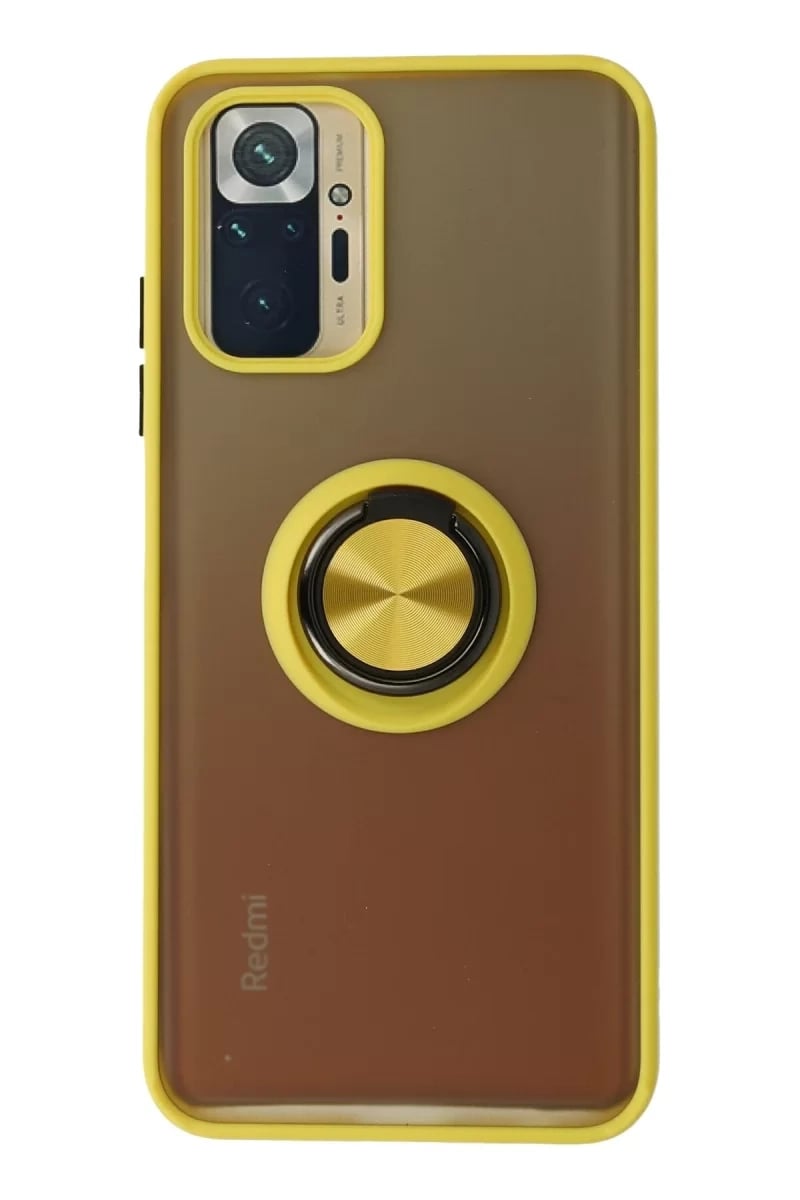 Xiaomi Redmi Note 10 Kılıf Montreal Yüzüklü Silikon Kapak - Sarı