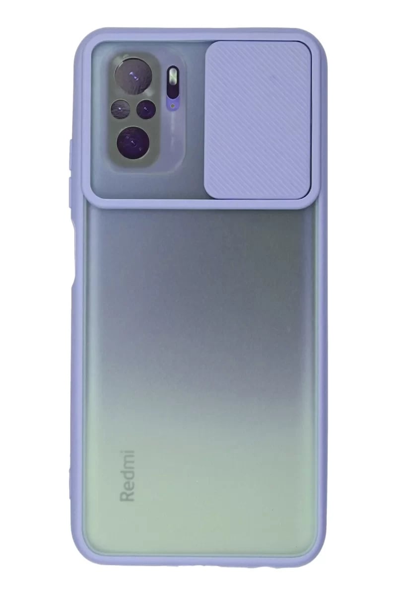 Xiaomi Redmi Note 10 Kılıf Palm Buzlu Kamera Sürgülü Silikon - Lila