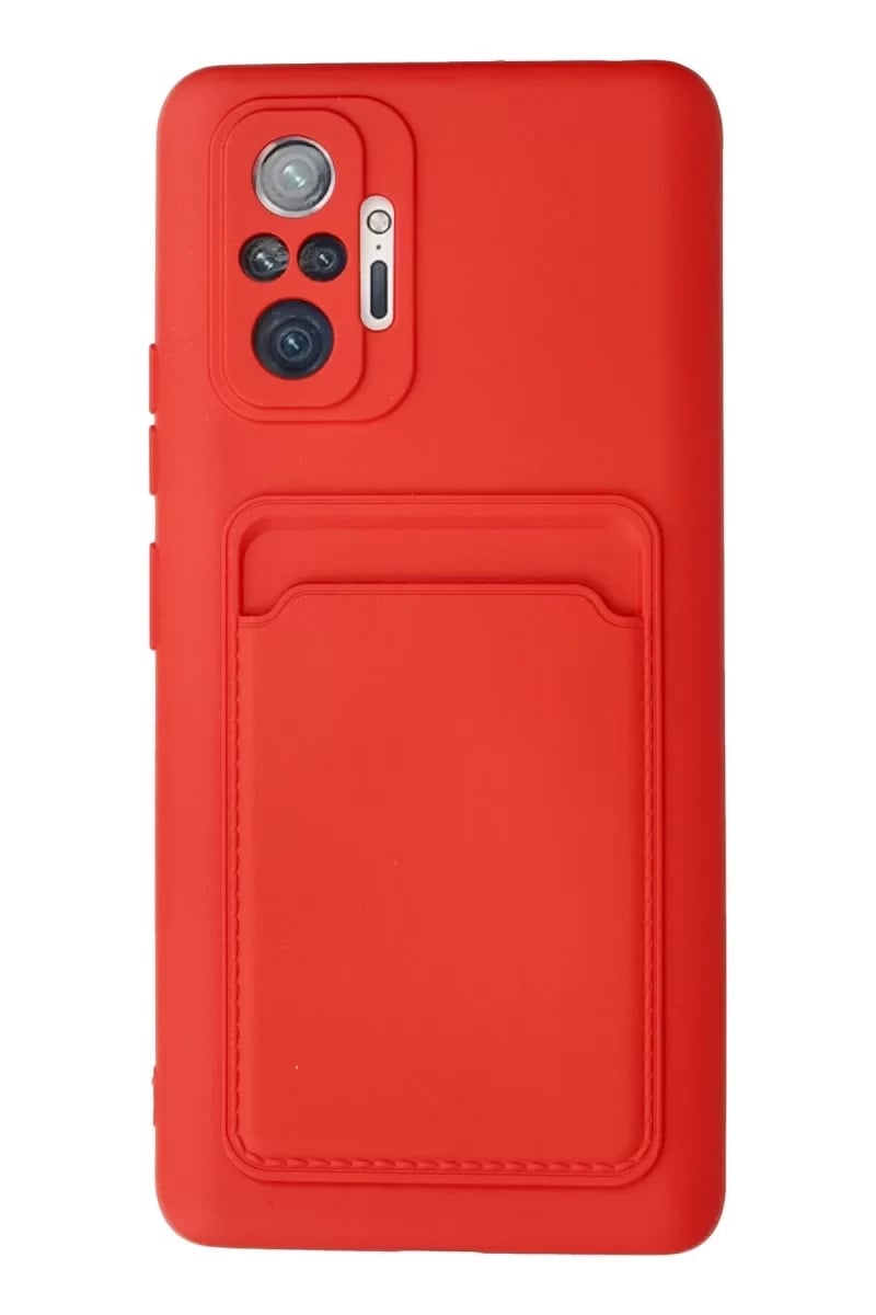 Xiaomi Redmi Note 10 Pro Kılıf Kelvin Kartvizitli Silikon - Kırmızı