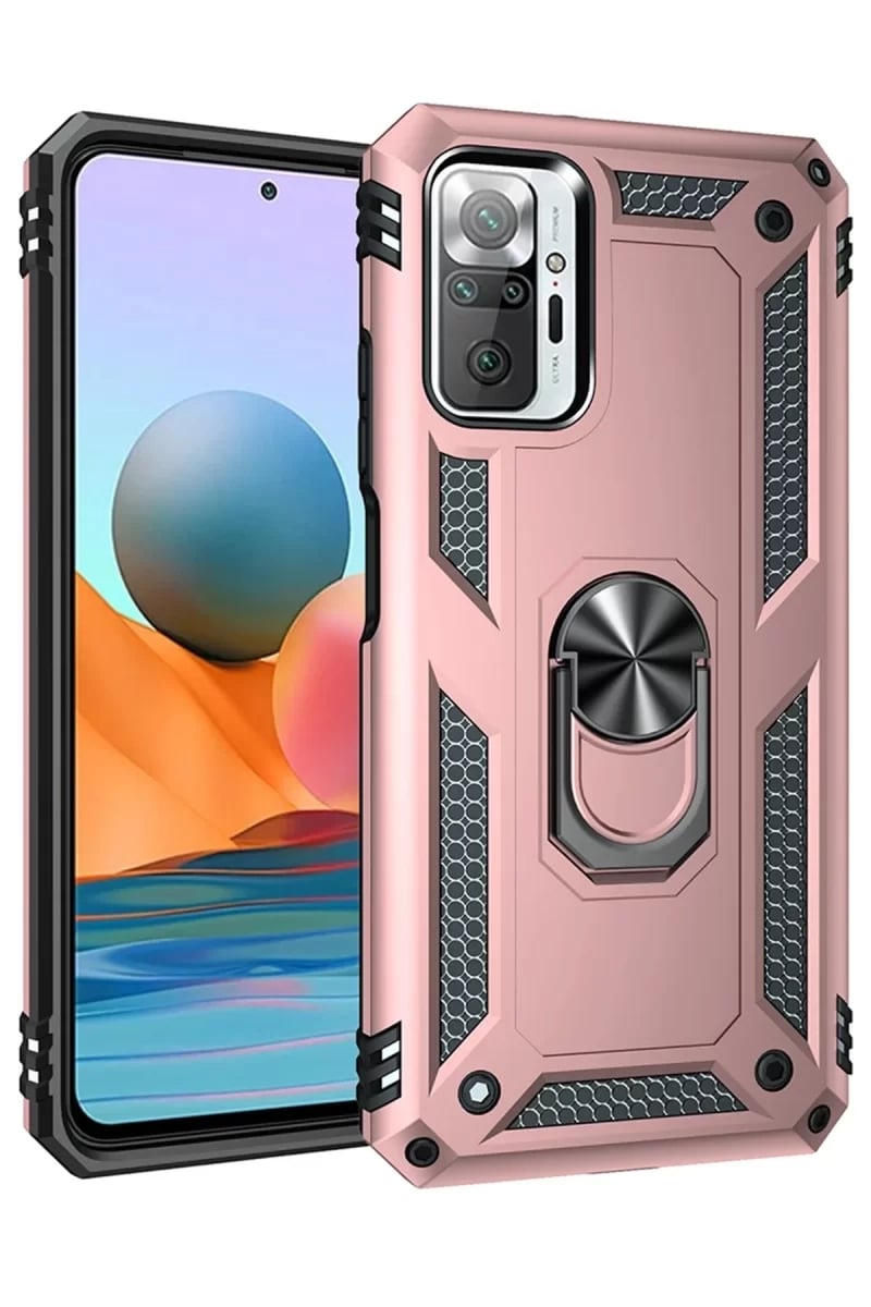 Xiaomi Redmi Note 10 Pro Kılıf Sofya Yüzüklü Silikon Kapak - Rose