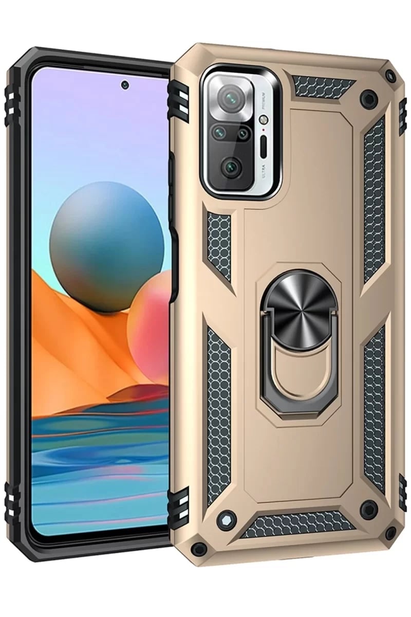 Xiaomi Redmi Note 10 Pro Kılıf Sofya Yüzüklü Silikon Kapak - Gold