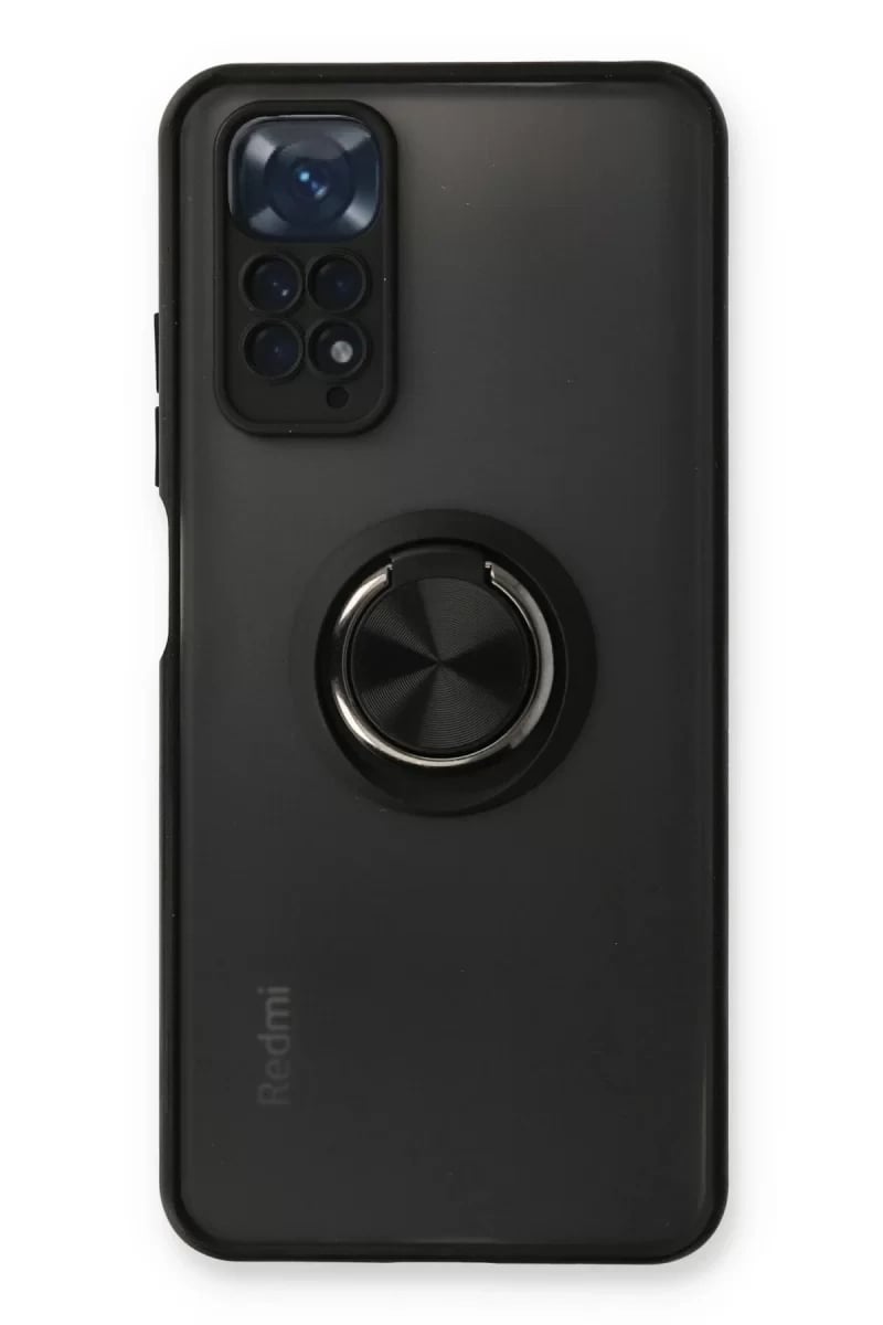 Xiaomi Redmi Note 11 Kılıf Montreal Yüzüklü Silikon Kapak - Siyah