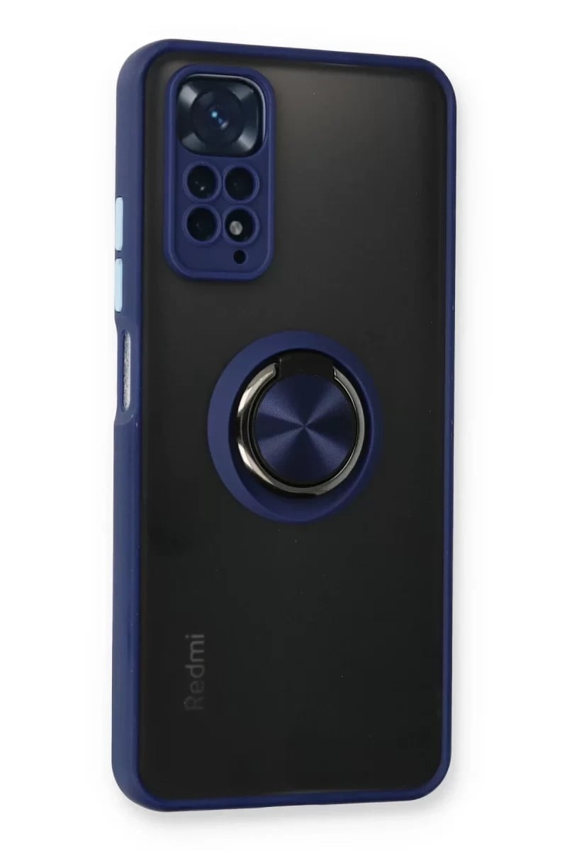 Xiaomi Redmi Note 11 Kılıf Montreal Yüzüklü Silikon Kapak - Lacivert