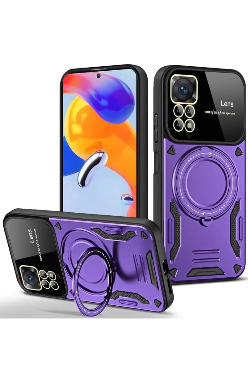 Xiaomi Redmi Note 11 Pro Kılıf Joy Lens Standlı Kapak - Mor