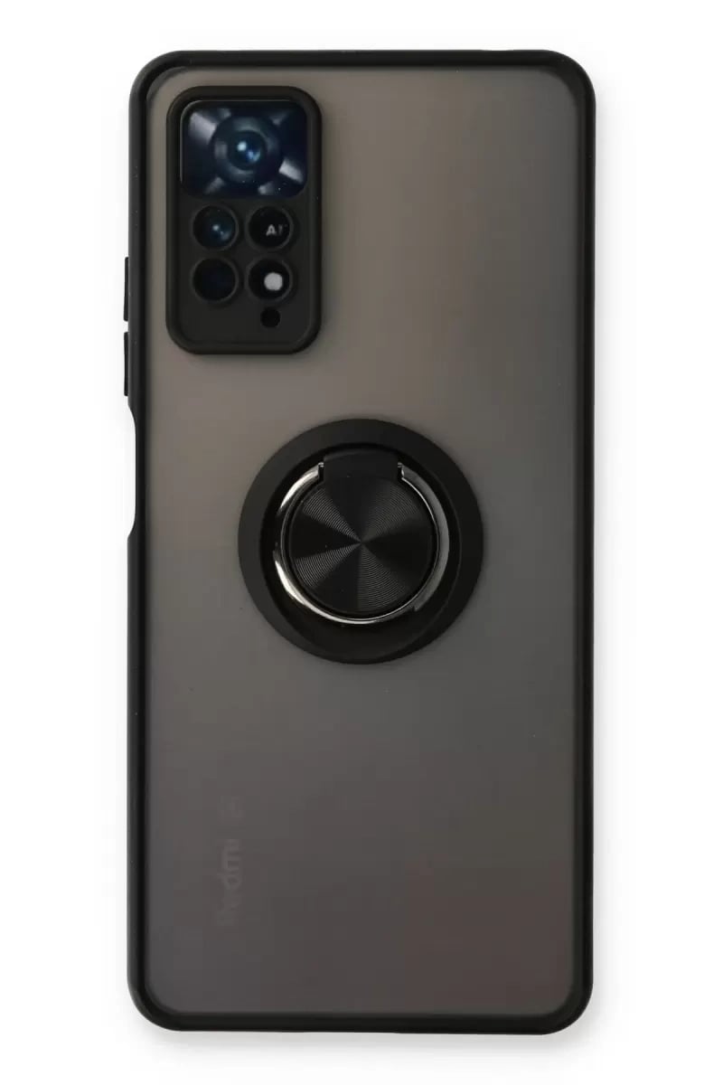 Xiaomi Redmi Note 11 Pro Kılıf Montreal Yüzüklü Silikon Kapak - Siyah