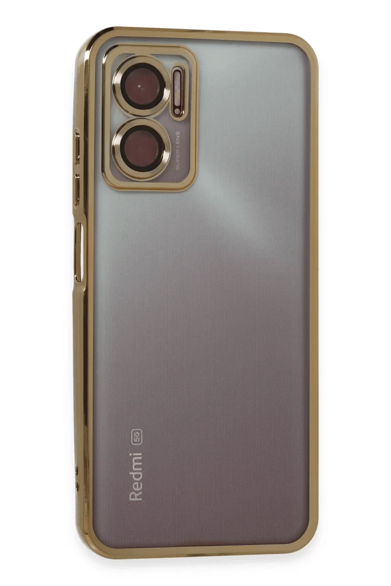 Xiaomi Redmi Note 11E Kılıf Lensli Silikon - Gold