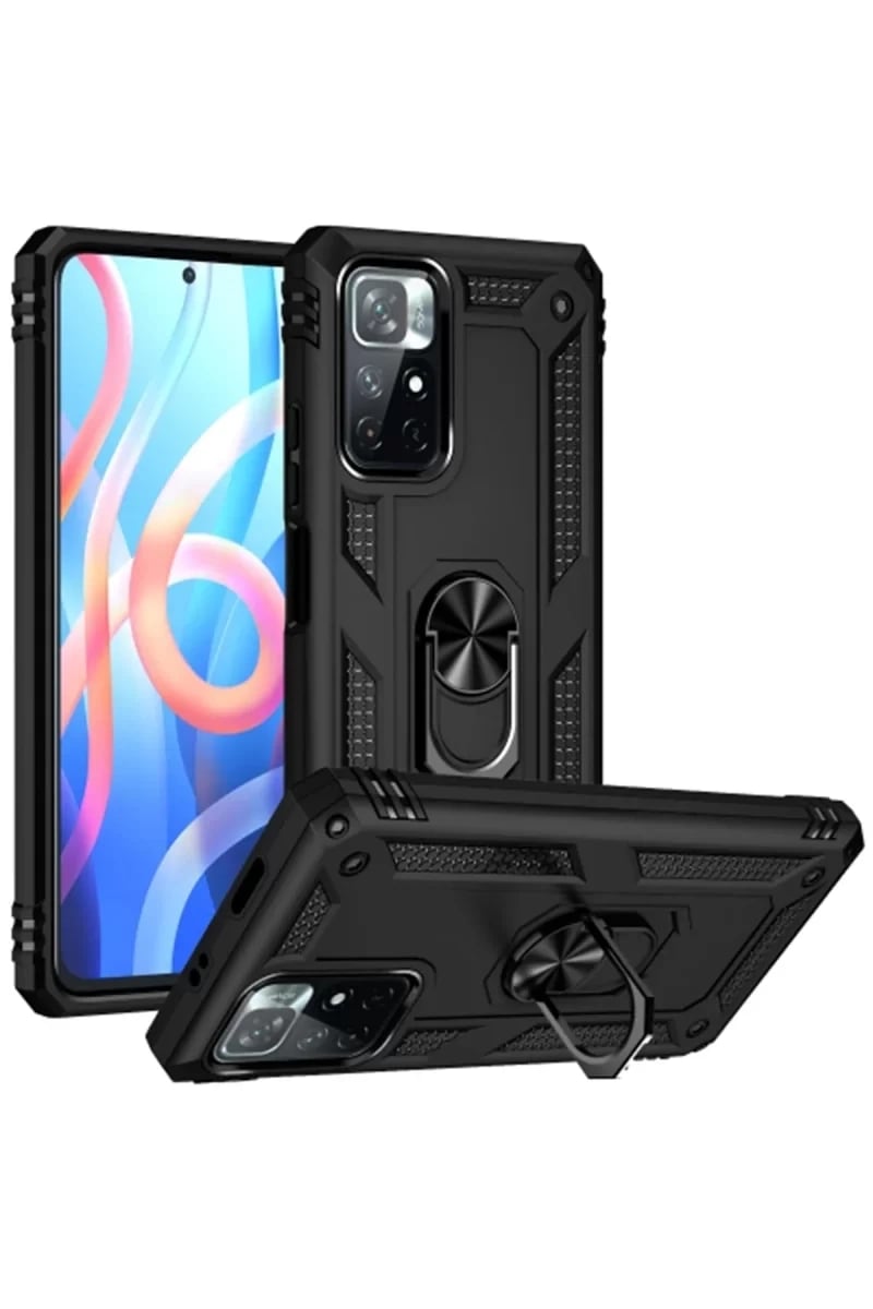 Xiaomi Redmi Note 11T Kılıf Sofya Yüzüklü Silikon Kapak - Siyah