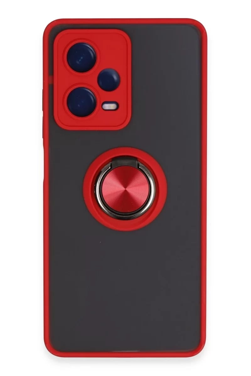 Xiaomi Redmi Note 12 5G Kılıf Montreal Yüzüklü Silikon Kapak - Kırmızı