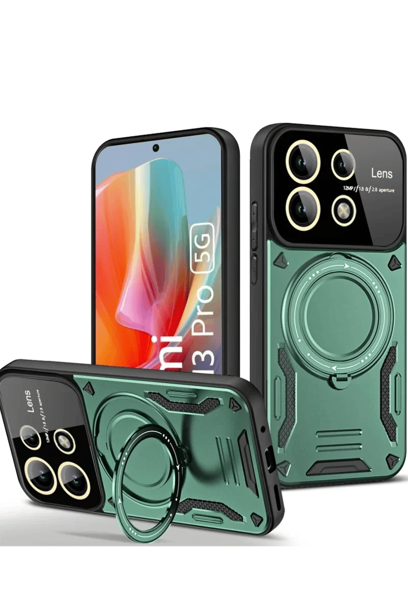 Xiaomi Redmi Note 13 Pro 5G Kılıf Joy Lens Standlı Kapak - Koyu Yeşil