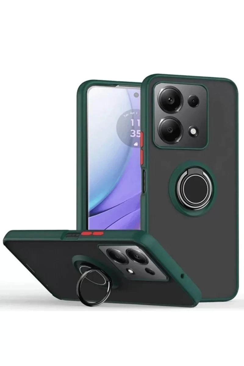 Xiaomi Redmi Note 13 Pro 5G Kılıf Montreal Yüzüklü Silikon Kapak - Yeşil