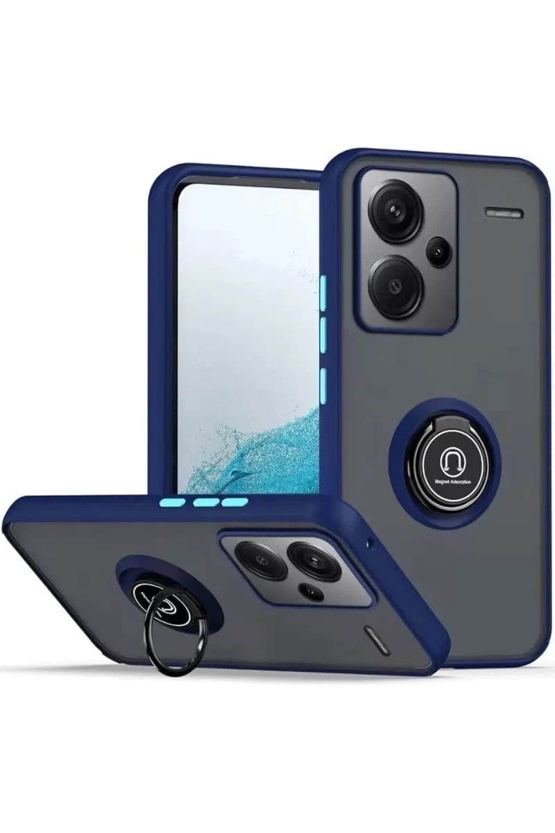 Xiaomi Redmi Note 13 Pro Plus Kılıf Montreal Yüzüklü Silikon Kapak - Lacivert