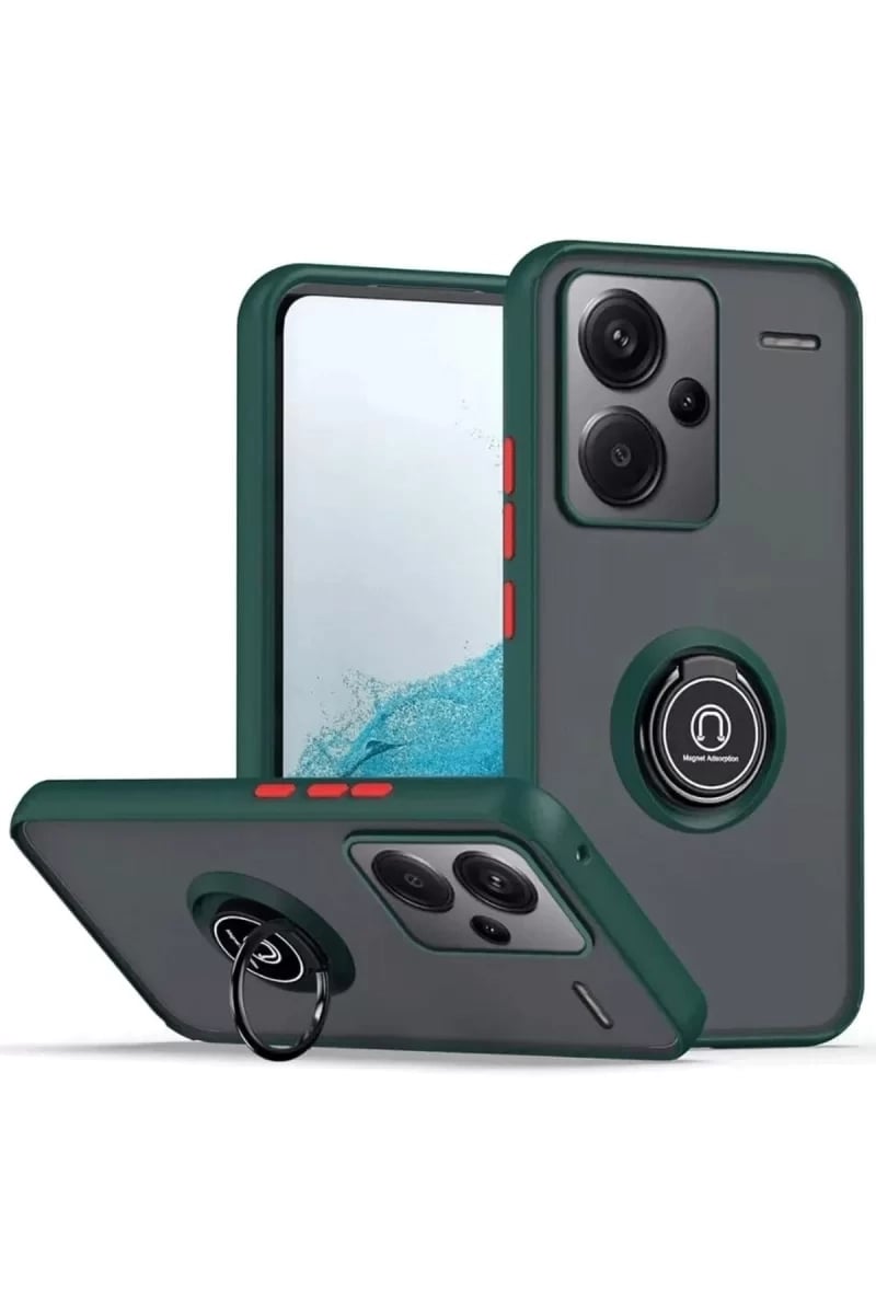 Xiaomi Redmi Note 13 Pro Plus Kılıf Montreal Yüzüklü Silikon Kapak - Yeşil