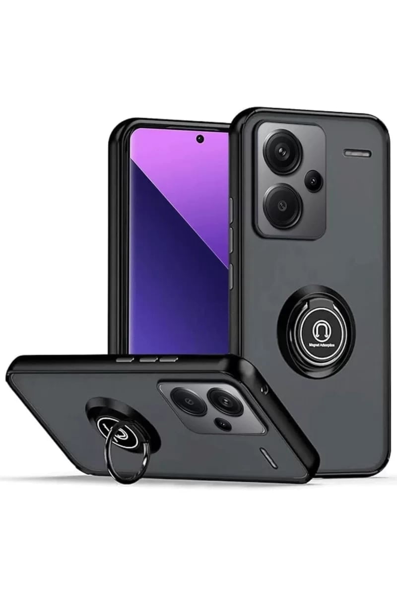 Xiaomi Redmi Note 13 Pro Plus Kılıf Montreal Yüzüklü Silikon Kapak - Siyah