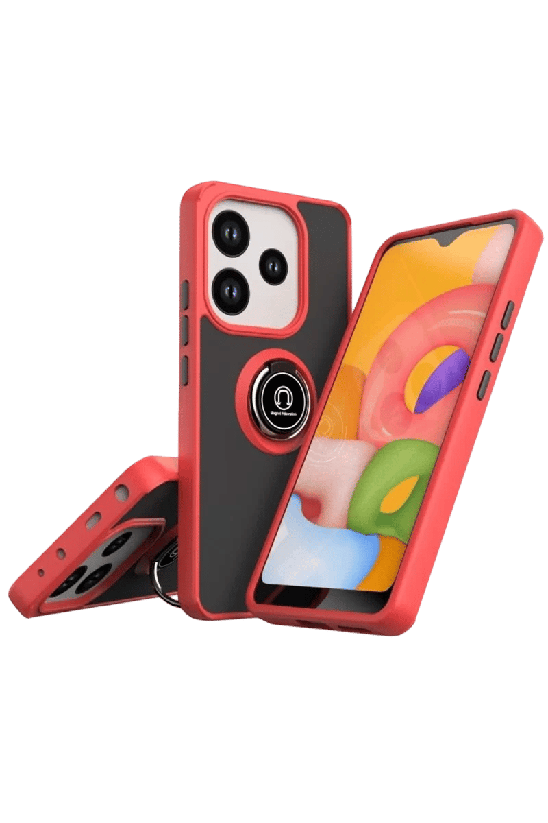 Xiaomi Redmi Note 14 4G Montreal Yüzüklü Silikon Kapak - Kırmızı