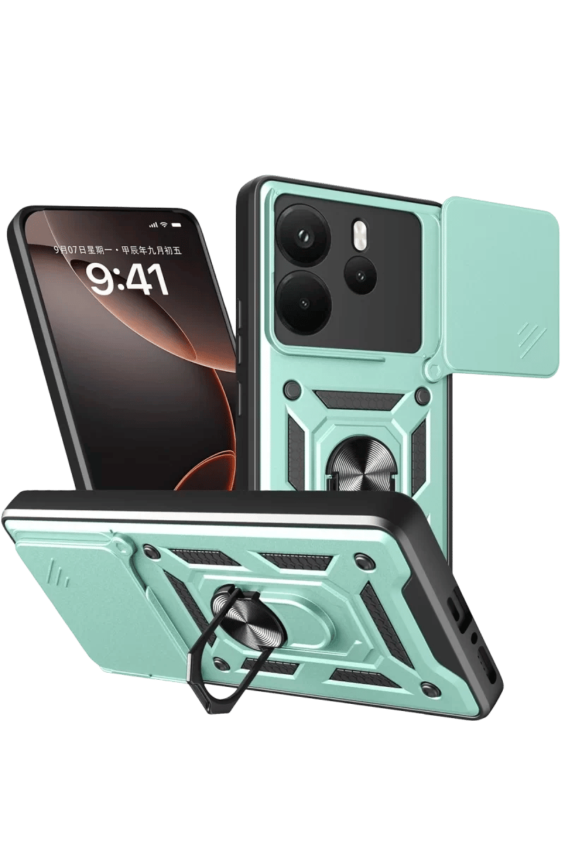 Xiaomi Redmi Note 14 4G Pars Lens Yüzüklü Silikon - Yeşil