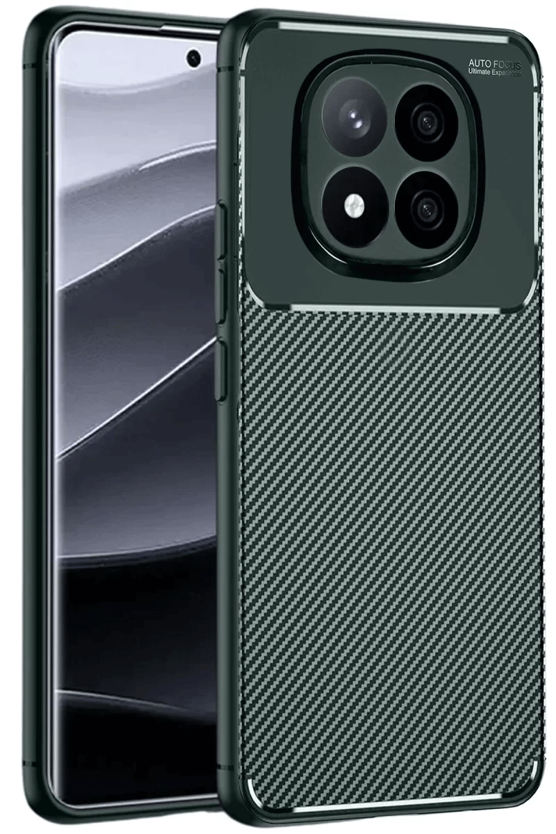 Xiaomi Redmi Note 14 Pro 5G Kılıf Auto Focus Karbon Kapak - Koyu Yeşil