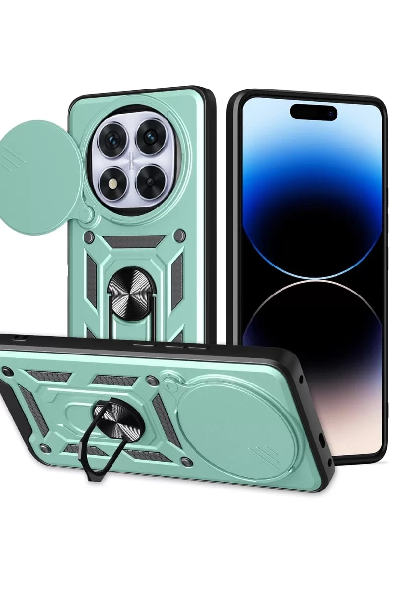 Xiaomi Redmi Note 14 Pro Plus Kılıf Pars Lens Yüzüklü Silikon - Yeşil