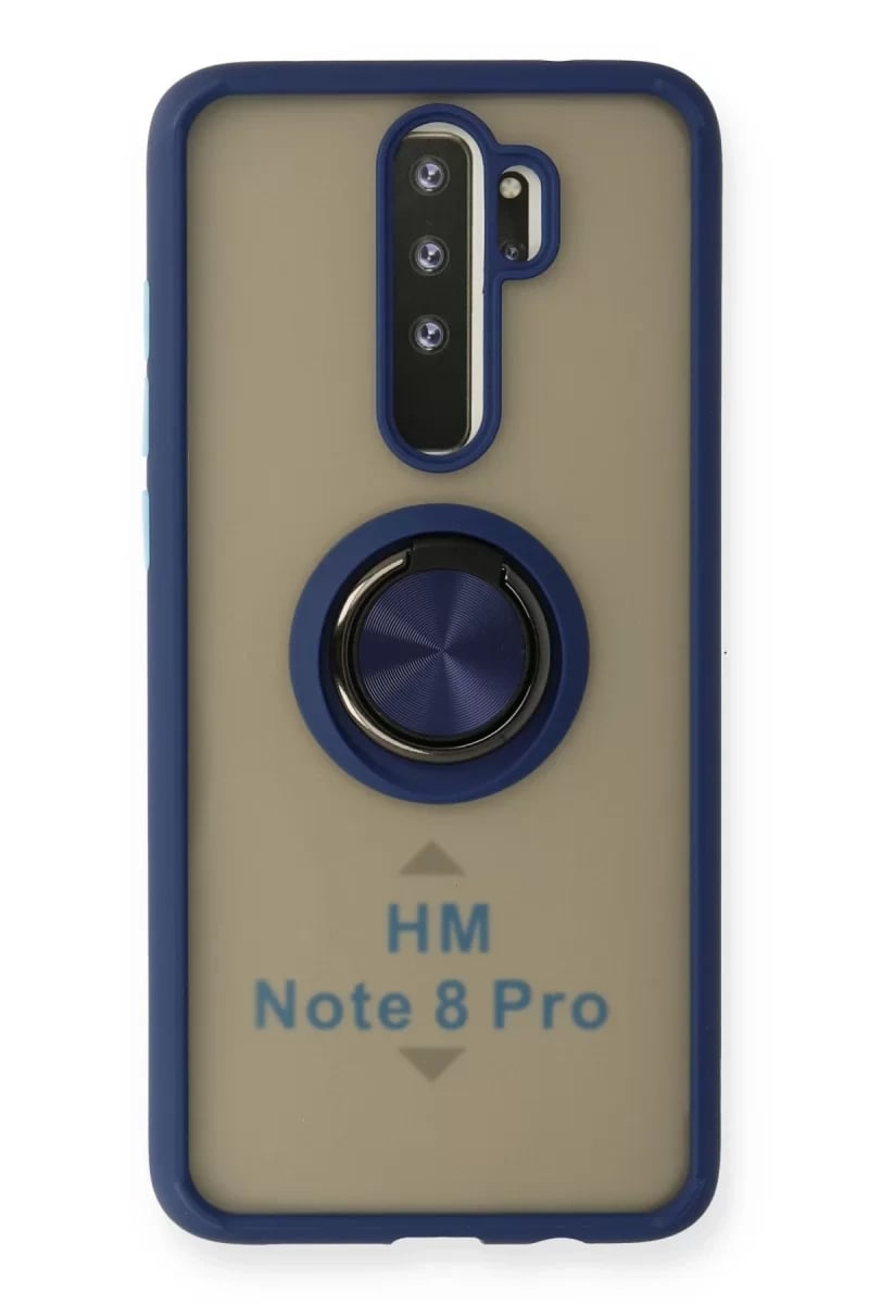 Xiaomi Redmi Note 8 Pro Kılıf Montreal Yüzüklü Silikon Kapak - Lacivert