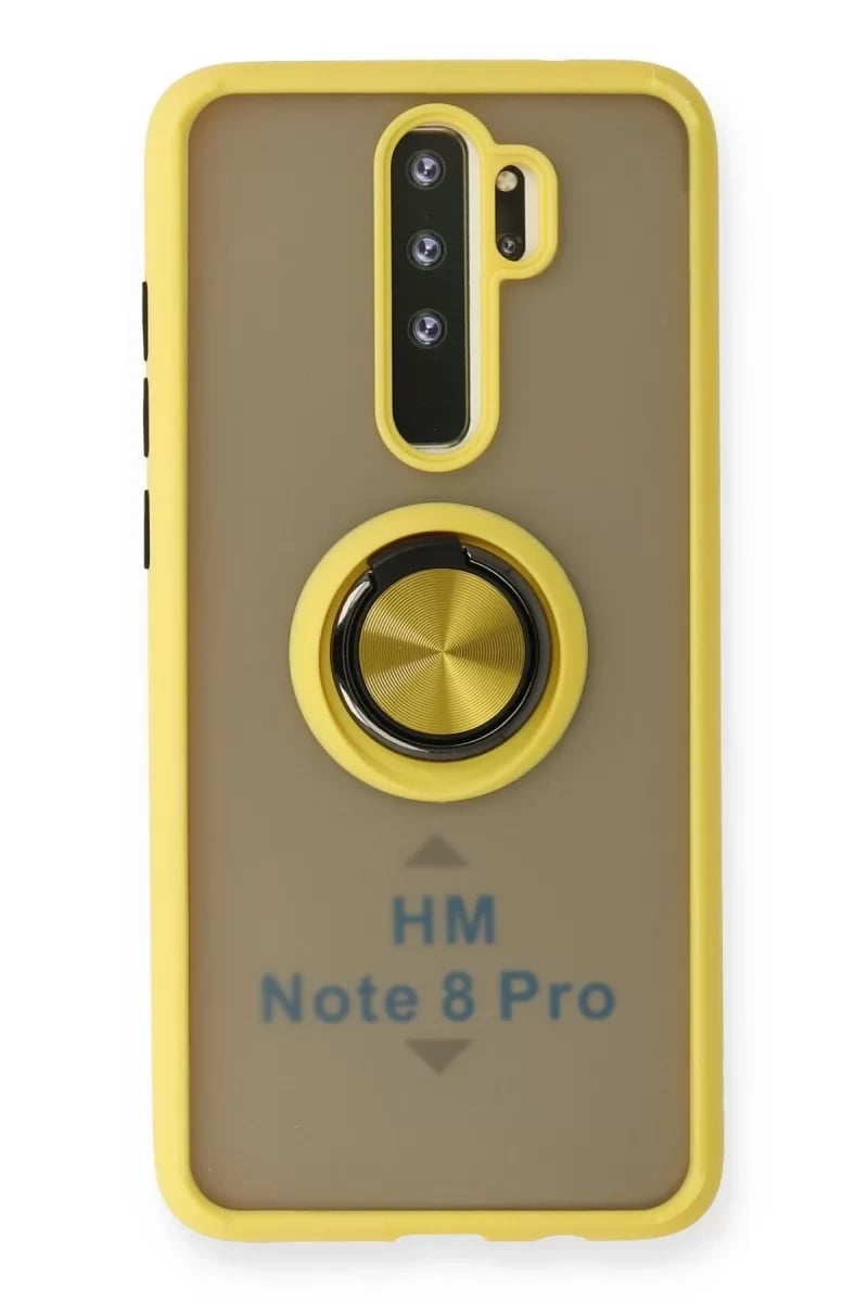 Xiaomi Redmi Note 8 Pro Kılıf Montreal Yüzüklü Silikon Kapak - Sarı