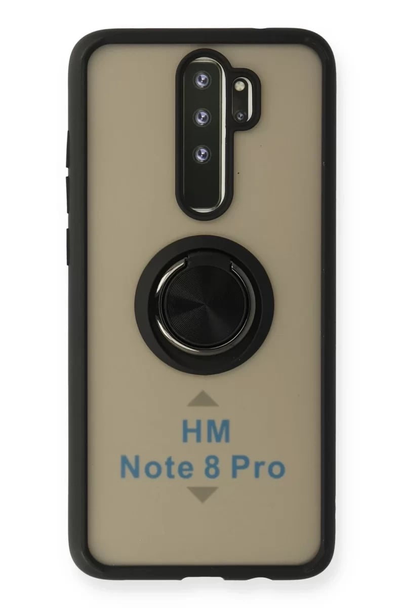 Xiaomi Redmi Note 8 Pro Kılıf Montreal Yüzüklü Silikon Kapak - Siyah
