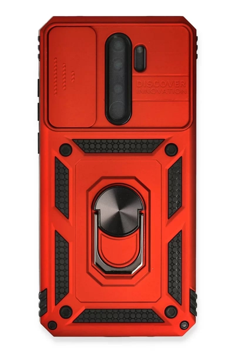 Xiaomi Redmi Note 8 Pro Kılıf Pars Lens Yüzüklü Silikon - Kırmızı