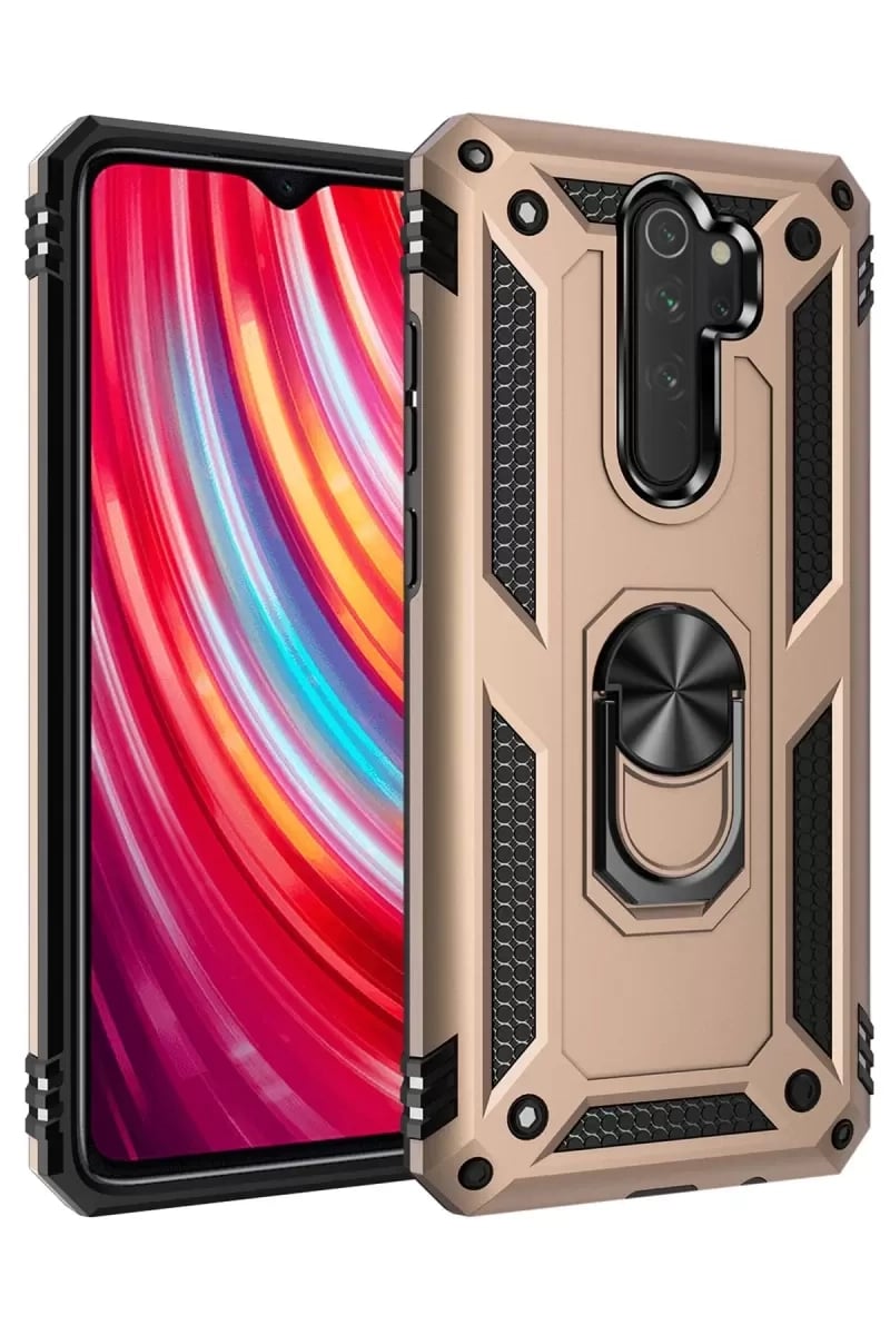 Xiaomi Redmi Note 8 Pro Kılıf Sofya Yüzüklü Silikon Kapak - Gold